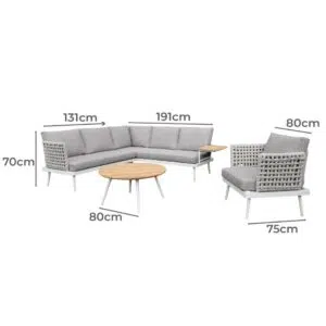 Casey 4-Piece Outdoor Lounge Set UV-Resistant Gray