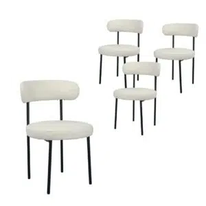 Arco Boucle Dining Chair Set of 4 Cream