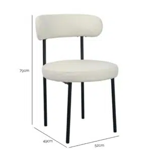 Arco boucle dining chair set of 4 soft cream fabric modern design luxurious comfort