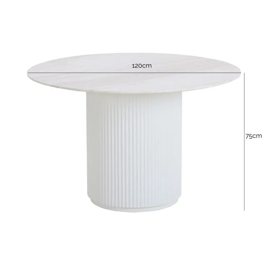 Arlo White 1.2m Travertine Dining Table