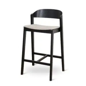 Modern black bar stool with grey seat