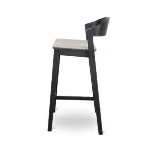 Modern black bar stool with grey seat