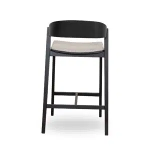 Modern black bar stool with grey seat