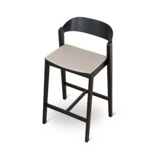 Modern black bar stool with grey seat