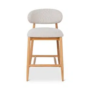Beige Bar Stool with Oak Frame, 65cm, Modern Design