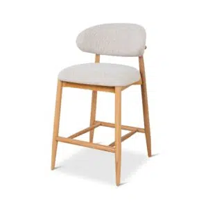 Beige Bar Stool 65cm, Natural Oak, Timeless Design, Comfortable Seat, Durable Oak Frame