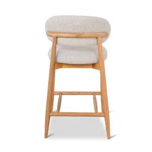 Beige Bar Stool 65cm, Natural Oak, Timeless Design, Comfortable Seat, Durable Oak Frame