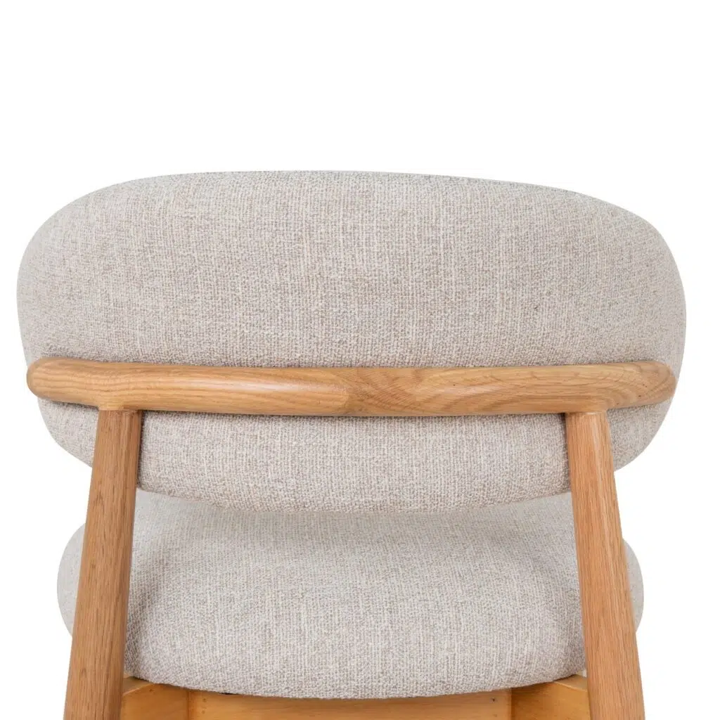 Beige Bar Stool 65cm, Natural Oak, Modern Design, Comfortable Seat, Durable Oak Frame, Compact Size, Assembled
