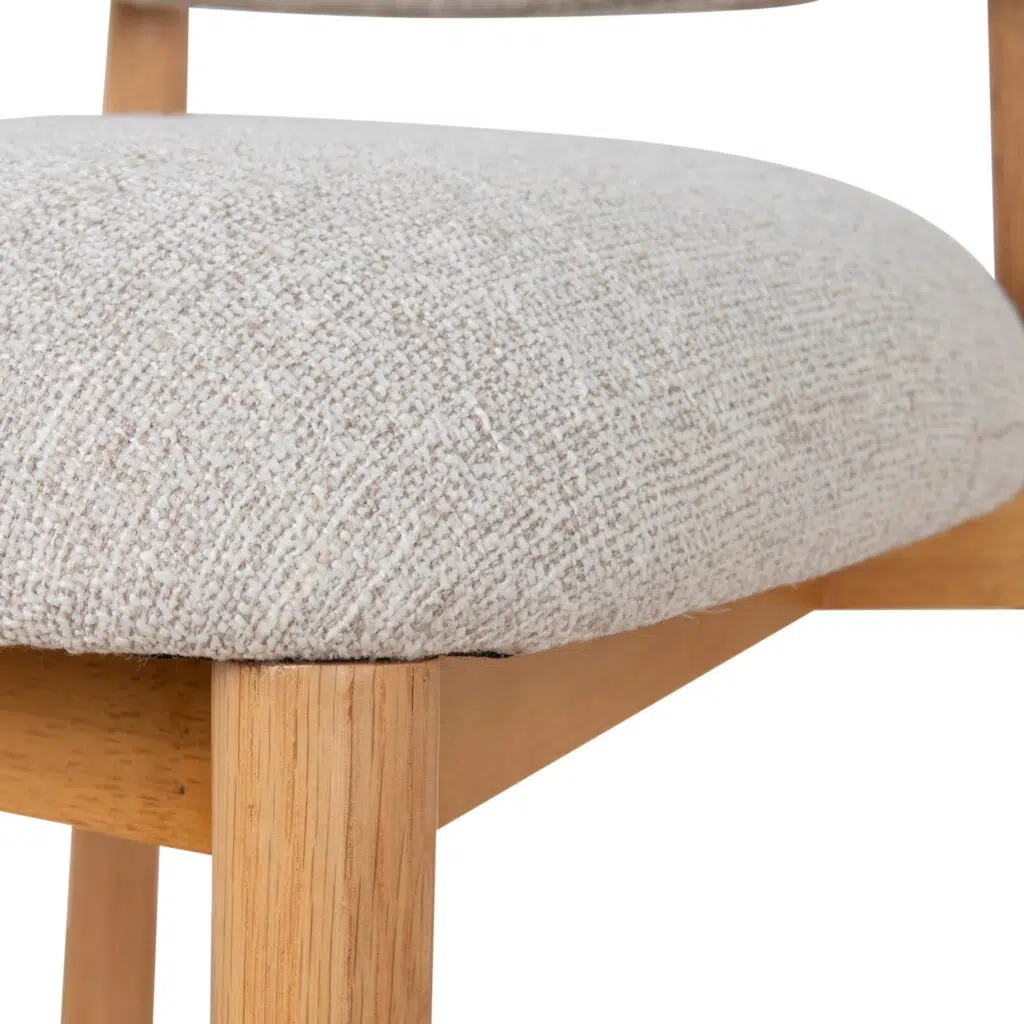 Beige Bar Stool 65cm, Natural Oak, Timeless Design, Comfortable Seat, Durable Oak Frame, Compact Size