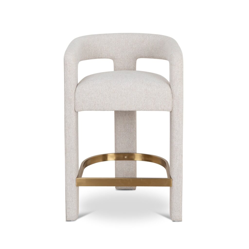 Beige 65cm Bar Stool with Gold Footrest
