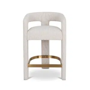 Beige 65cm Bar Stool with Gold Footrest