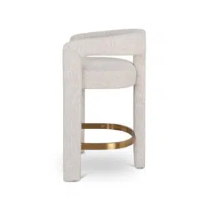 Vera Bar Stool Coastal Beige 65cm, sleek design, comfy seat, gold footrest