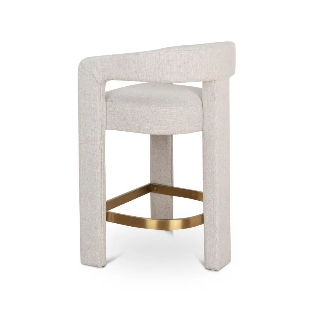 Beige 65cm Bar Stool with Gold Footrest