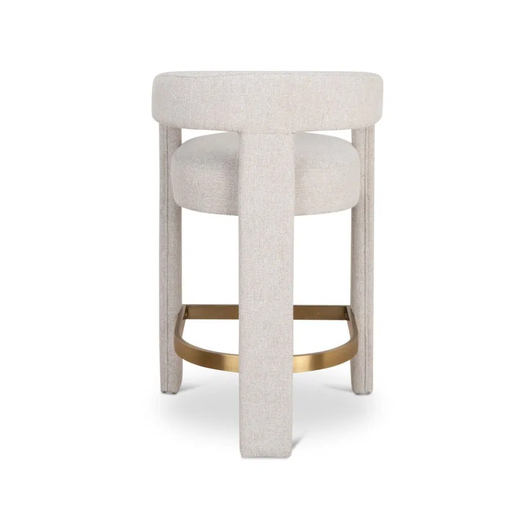 Beige 65cm Bar Stool with Gold Footrest