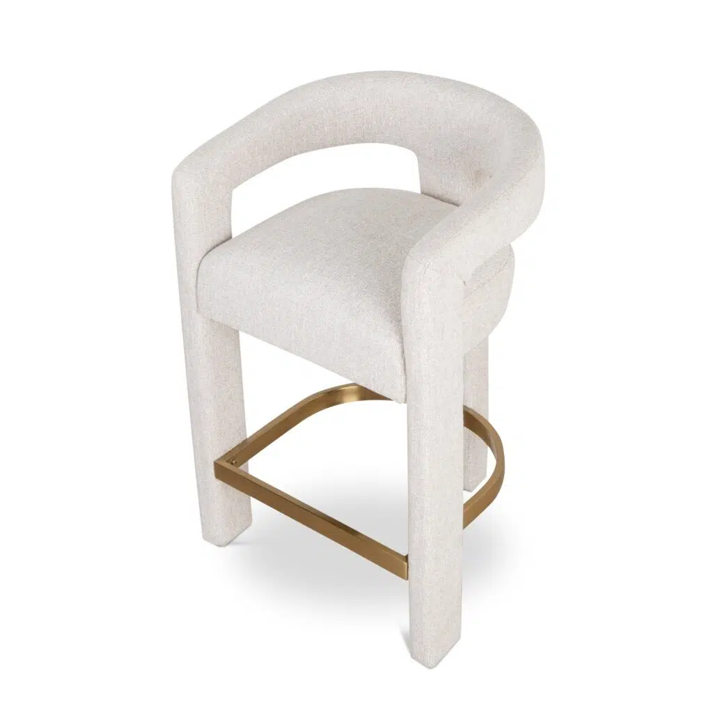 Beige 65cm Bar Stool with Gold Footrest