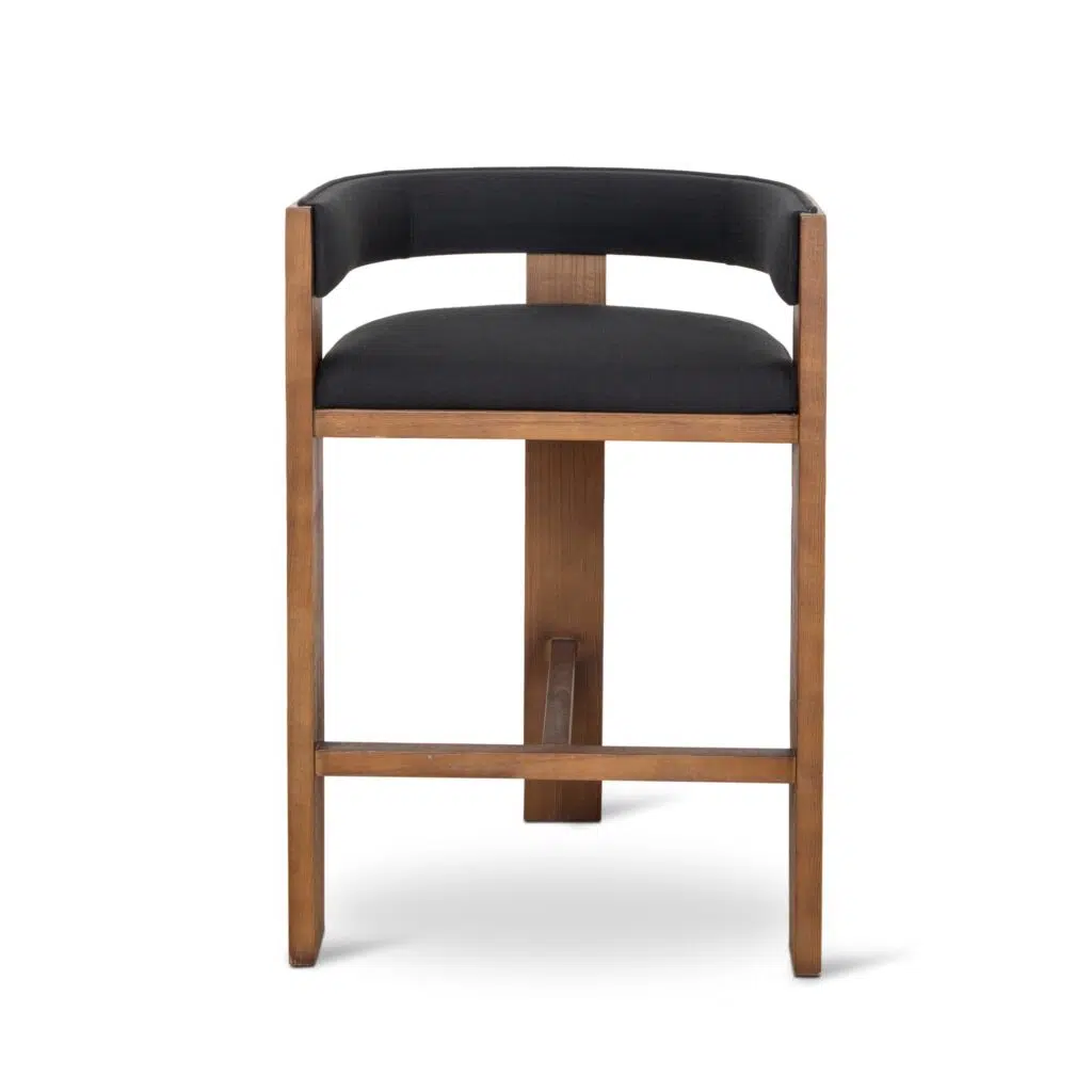 Isla Brown ELM Bar Stool, sleek black design, ergonomic, durable for modern spaces.
