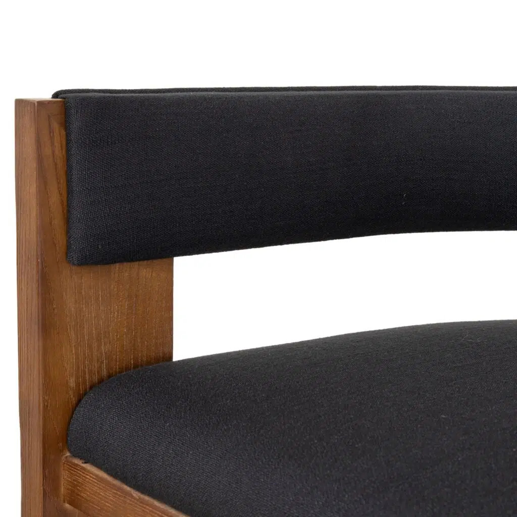 Isla Brown ELM Bar Stool, sleek black design, ergonomic seat, solid elm frame, modern elegance