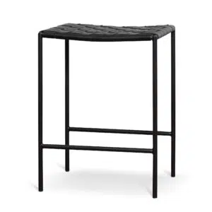 Mira Black Bar Stool Set Woven Detail Modern Design