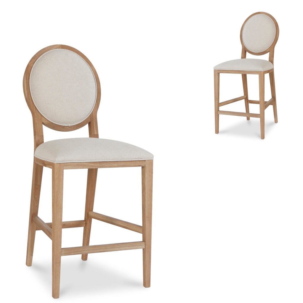 Luna Bar Stool 65cm Light Beige Set 2 Modern Design Durable Comfortable