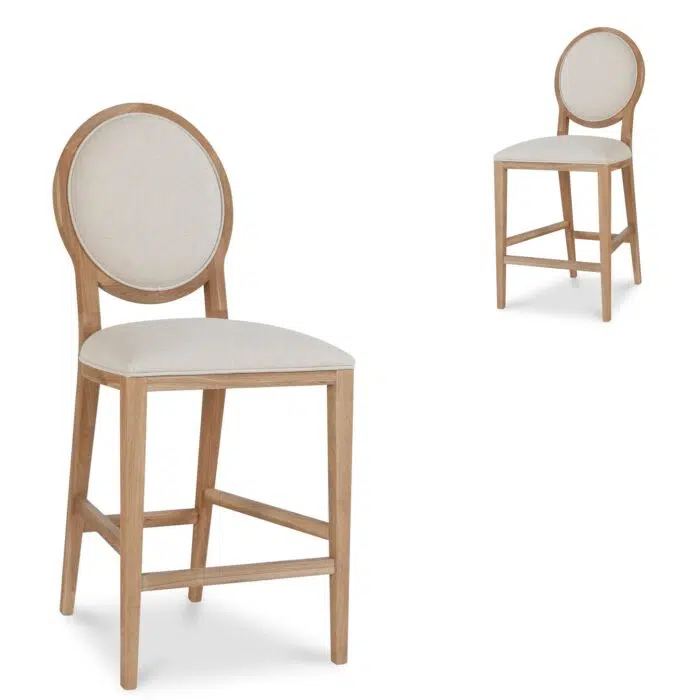 Luna 65cm Bar Stool – Light Beige (Set of 2)