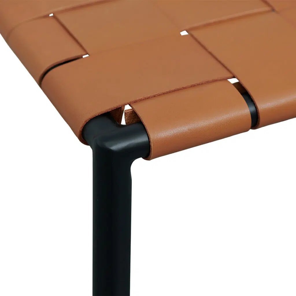 Black Frame Bar Stool Set Tan Leather Modern Design Stable Legs Non-Skid Protectors Compact Size Durable Steel