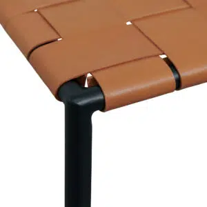 Black Frame Bar Stool Set Tan Leather Modern Design Stable Legs Non-Skid Protectors Compact Size Durable Steel