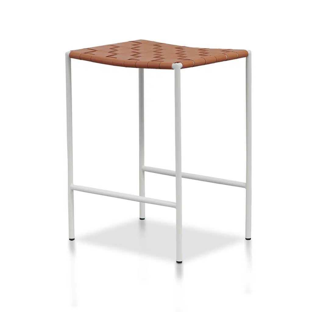 Lys White Frame Bar Stools Tan Set Modern Comfortable Seating