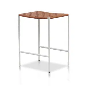 Lys White Frame Bar Stools Tan Set Modern Comfortable Seating