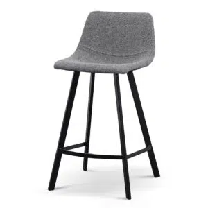 Isla Bar Stool Set Modern 65cm Charcoal Fabric Durable Plywood Frame Black Legs