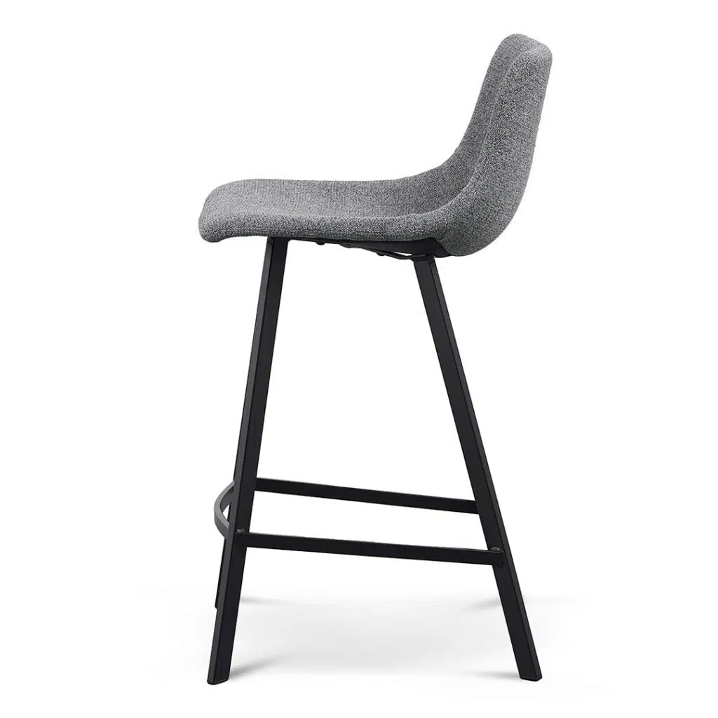Isla Bar Stool Set Modern 65cm Charcoal Fabric Sturdy Legs