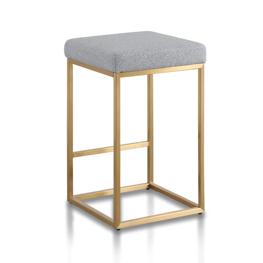 Eclipse Bar Stool Grey Brushed Gold Modern Design