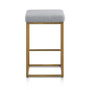Eclipse Bar Stool, Grey Brushed Gold, Sleek Modern Design, Compact Size