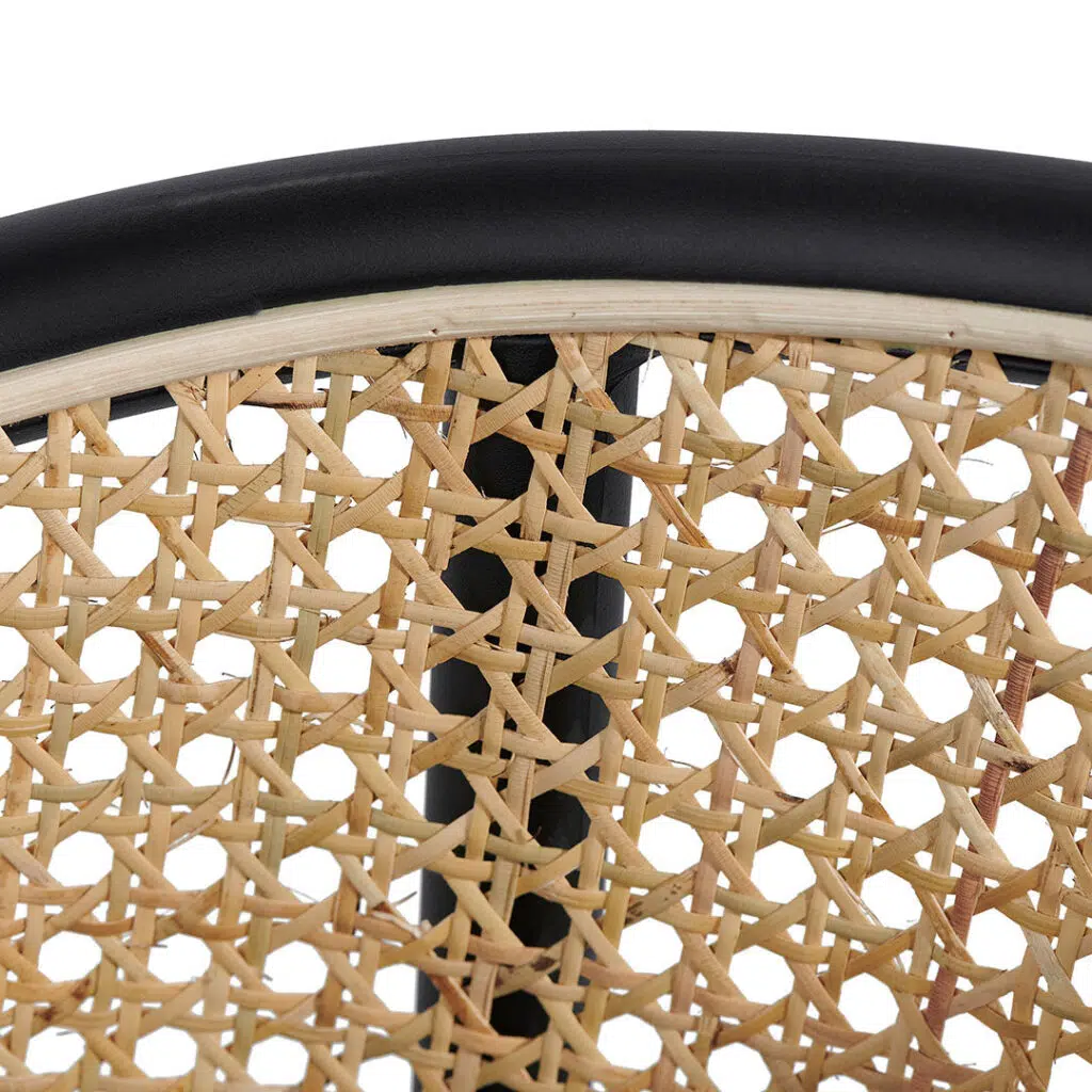 Luna stool set: grey fabric, black legs, woven design