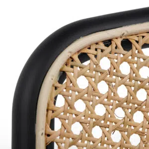 Luna stool set: grey fabric, black legs, woven design