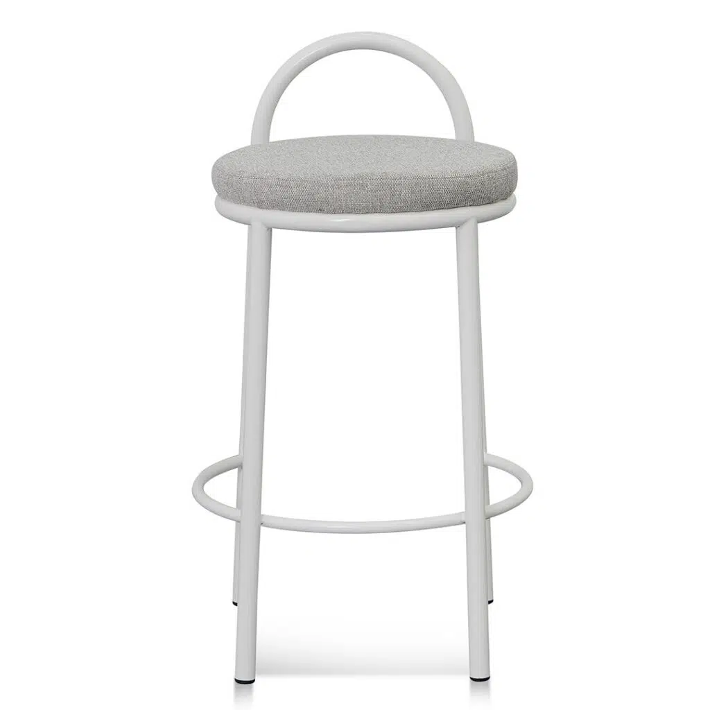 Coastal Grey Fabric Bar Stool Set Modern 63cm Steel Frame Comfortable Seating