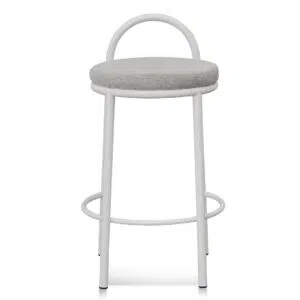 Coastal Grey Fabric Bar Stool Set Modern 63cm Steel Frame Comfortable Seating