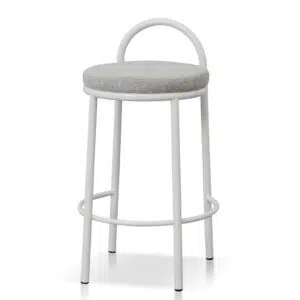 Coastal Grey Fabric Bar Stool Set Modern 63cm Steel Frame Comfortable Seating