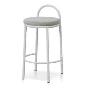 Coastal Grey Fabric Bar Stool Set Modern 63cm Steel Frame Comfortable Seating
