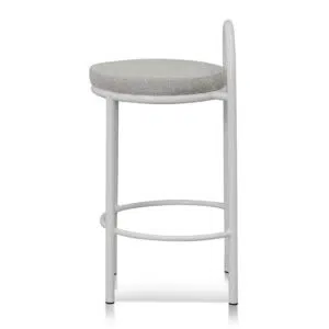Modern Grey Fabric Bar Stool Set, Durable Steel Frame, Comfortable Seat, Space-Saving Design
