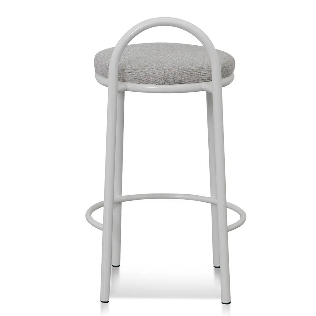 Coastal Grey 63cm Fabric Bar Stool Set Modern Comfort Steel Frame