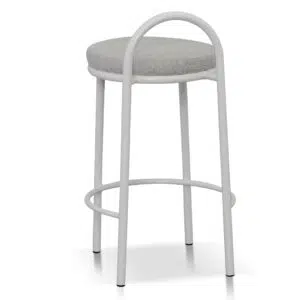 Coastal Grey Fabric Bar Stool Set Modern 63cm Steel Frame 2-Pack