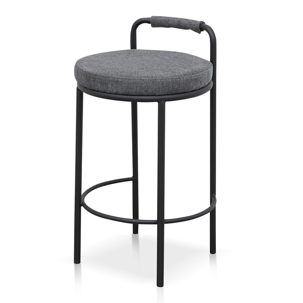 charcoal grey 65cm bar stool set of 2 with foam seat and steel frame