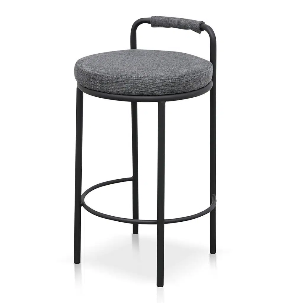 charcoal grey 65cm bar stool set of 2 with foam seat and steel frame