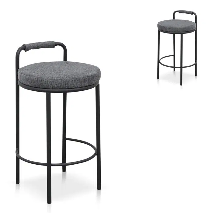 Nova 65cm Bar Stool – Charcoal Grey (Set of 2)
