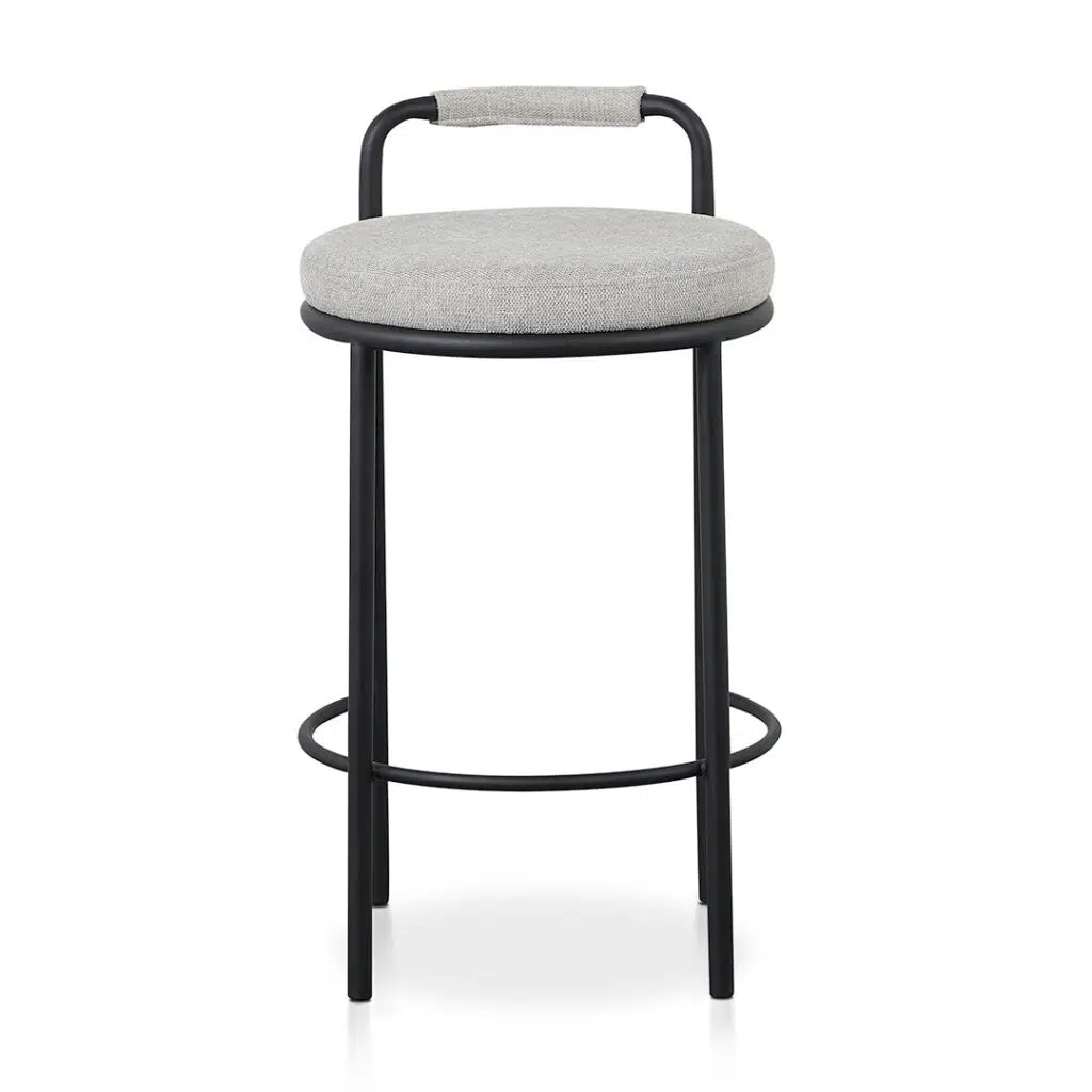 Seabrook 65cm Bar Stool Set, Coastal Grey, Durable Steel Frame, 100% Polyester Upholstery