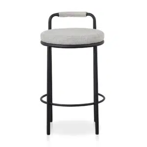 Seabrook 65cm Bar Stool Set, Coastal Grey, Durable Steel Frame, 100% Polyester Upholstery