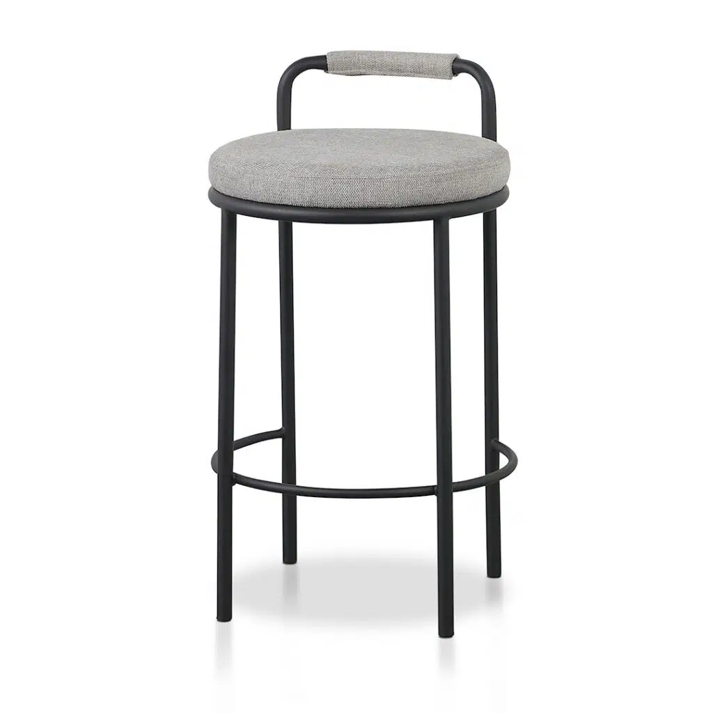Seabrook 65cm Bar Stool Set, Coastal Grey, Durable Steel Frame, 100% Polyester Fabric, Easy Assembly