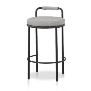 Seabrook 65cm Bar Stool Set, Coastal Grey, Durable Steel Frame, 100% Polyester Fabric, Easy Assembly