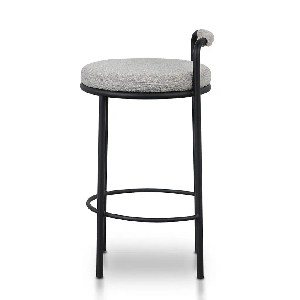 Seabrook 65cm Bar Stool Set, Coastal Grey, Durable Steel Frame, 100% Polyester Fabric, Comfort Backrest, Easy Assembly