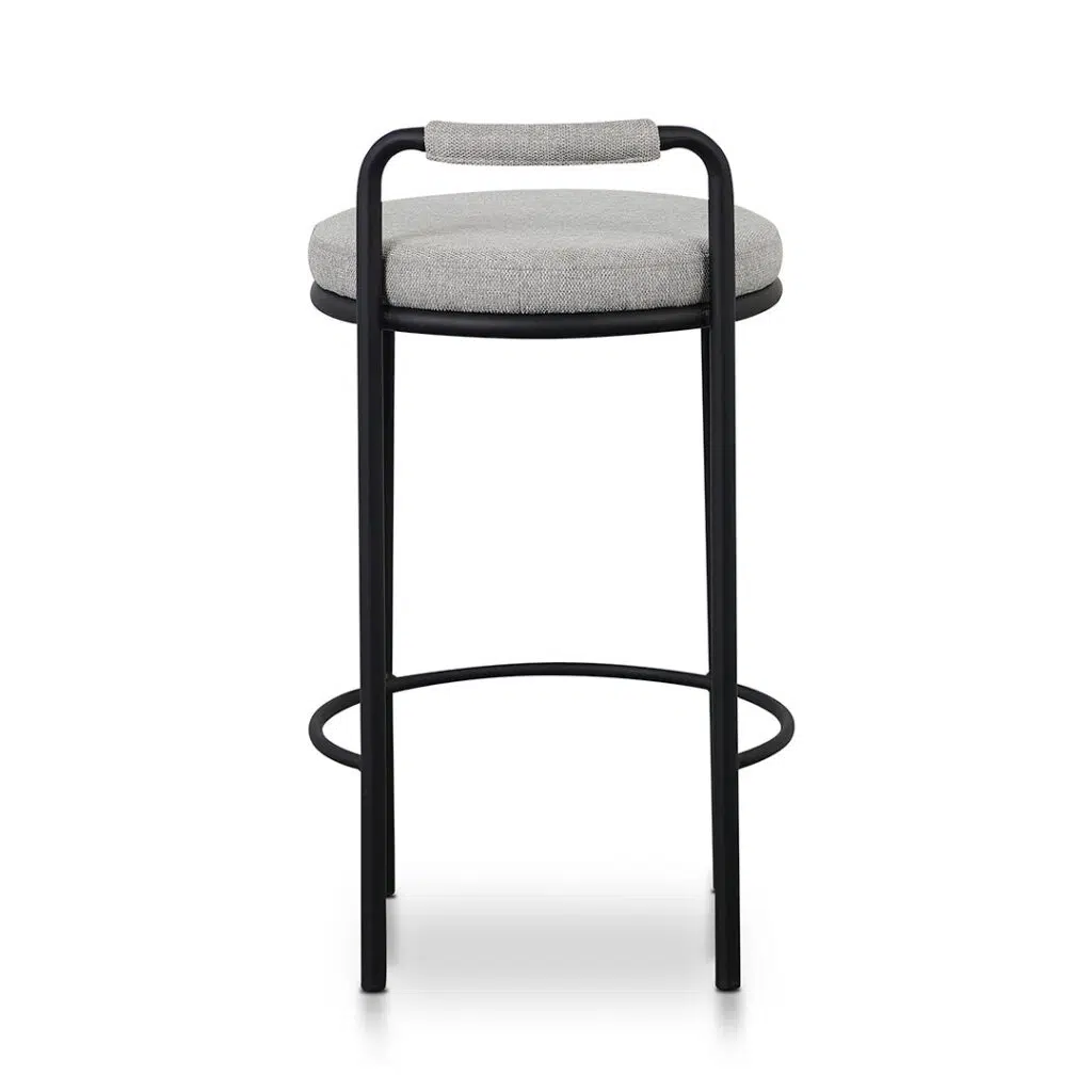 Seabrook 65cm Bar Stool Set, Coastal Grey, Durable Steel Frame, 100% Polyester Fabric, Comfort Backrest